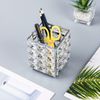 Feyarl Makeup Brush Case, Brush Stand, Makeup Brush Holder, Makeup Brush Storage, Brush Holder, Accessory Storage, Square, Silver