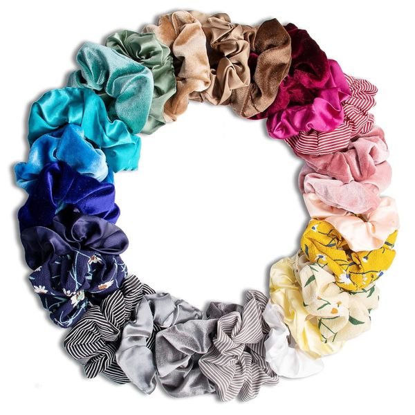 nanologi Haargummis Scrunchies, Haarschmuck Retro-Design für Mädchen, Elastische Haargummisfür Frauen, Weich Haarbänder Bunte Pferdeschwanz Haarband Haaschmuck für Mädchen Frauen