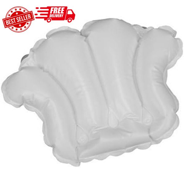 White Vinyl Shell-Shaped Spa Bath Pillow FREE SHIPPING