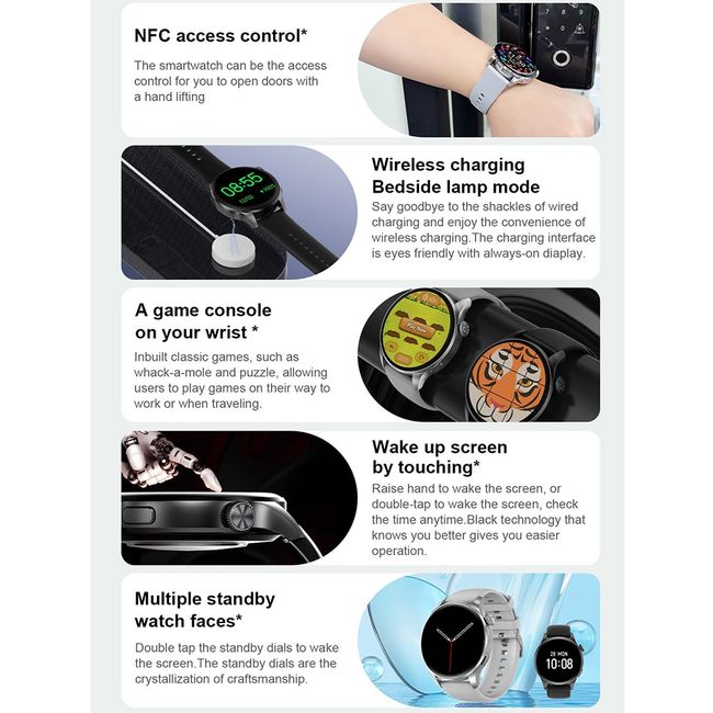 New For Xiaomi Huawei LV NFC Smart Watch Men AMOLED 412*412 HD