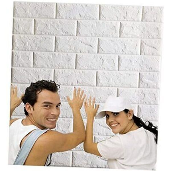 Arthome Brick Wall Panels 58 Sq. feet Coverage,Peel and 10 Pack 58 Sq. ft White