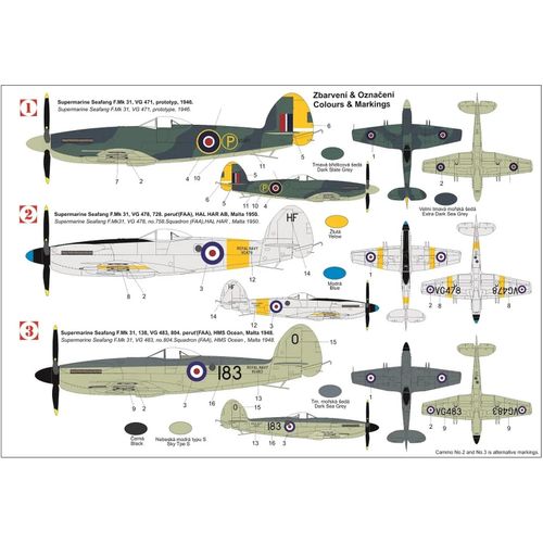 AZ Model 1/72 British Navy Supermarine Seafang F.Mk.31 Plastic Model AZM7820 Molded Color