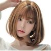 OneHorse Wig, Semi-Long, Bob, Short, Curl, Fluffy, Natural, Small Face, Heat Resistant, Medical Ladies, Imechen, With Net (Chocolate Brown)