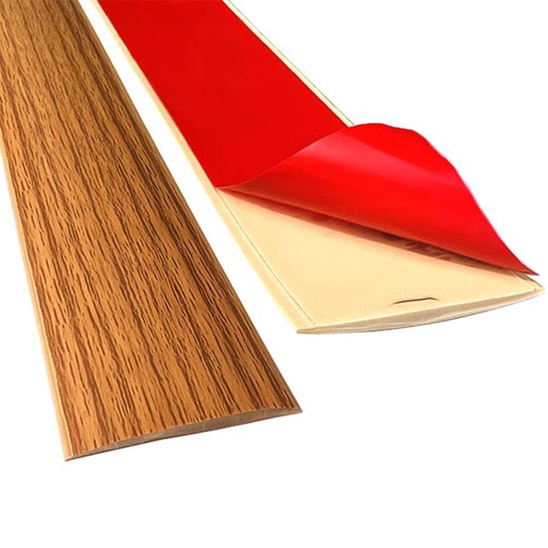 Floor Transition Strip Self Adhesive Laminate Floor Strip Threshold Seam Cover Strip Vinyl Door Floor Trim Elegant Wood Grain Design 2" Wide (6.6FT Brown Wood Grain)