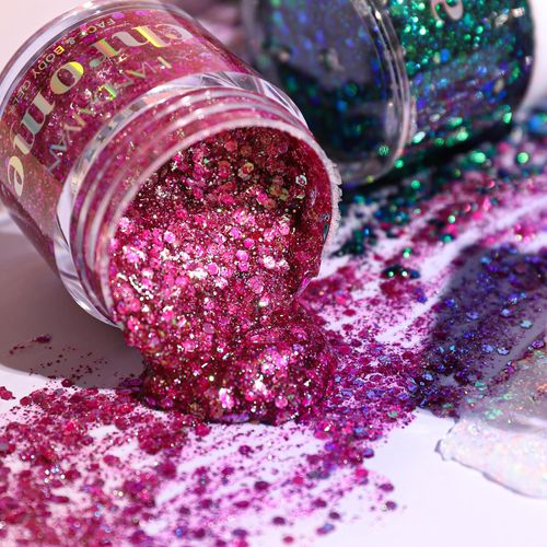 Immagine del prodotto Camaleonte viso glitter, sirena chunky glitter ombretto cambia colore glitter sotto la luce per occhi, viso, capelli, labbra e corpo festival glitter cosmetici 32 g (#03)
