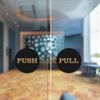Push Pull Round Door Sign (Black) 5 Pack
