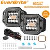 EverBrite 2PC 48W LED Light Pod Flush Mount Spot Flood White Amber Strobe 2 Lead