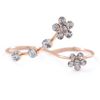 Avalaya Delicate Gold Plated Crystal Floral Double Finger Adjustable Ring