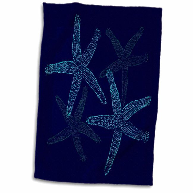 3dRose Florene Décor II - Navy n Aqua Starfish - Towels (twl-47824-1)