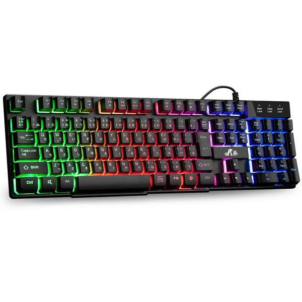 Rii Gaming Keyboard, 106 Keys, Japanese Layout, USB Wired, PS4 Compatible, Backlight, 19 Keys, Anti-Collision, Waterproof, 7 Colors, Compatible with Windows, Mac OS, VISTA, XLinux, and More