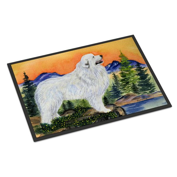 Caroline's Treasures SS8183MAT Great Pyrenees Doormat 18x27 Front Door Mat Indoor Outdoor Rugs for Entryway, Non Slip Washable Low Pile, 18H X 27W