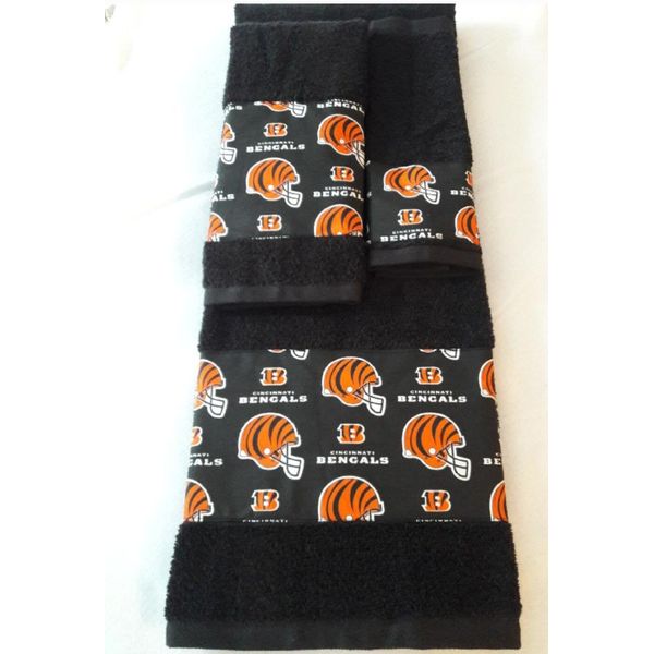 Cincinnati Bengals 3 Piece Bath Towel Set Handmade   GREAT GIFT!!!