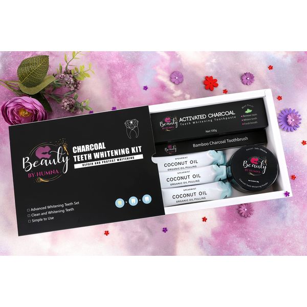 Activated Charcoal Teeth Whitening Kit - Organic - Plant Based