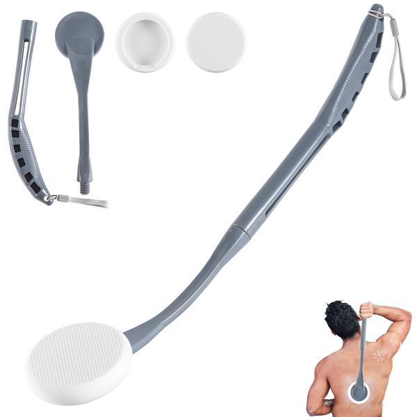 Back Lotion Applicator, 20.5" Detachable Back Lotion Applicator, Made of EVA Material, Detachable Long Handle. Suitable for Use by Men, Women and Children (Grey)