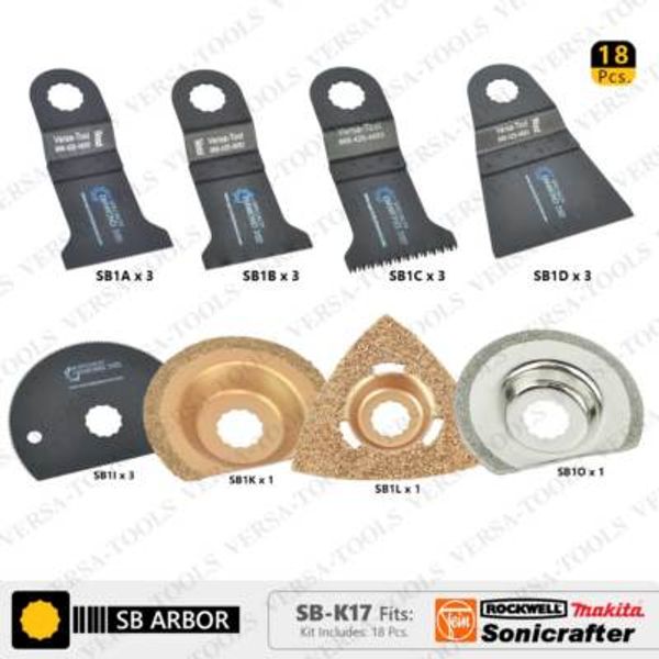Versa Tool SB-K17 18 PC Universal Oscillating Saw Blade Set for Fein Multimaster