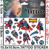 6 Sheets Temporary Tattoo Set, Superman Batman Transformer Fake Waterproof Temporary Tattoo Sticker for Boy Girl Teens Birthday Party Bags Fillers Favors Supplies Gifts Goodies Decoration