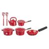 Melody Jane Dollhouse Red Spot Saucepan Pan Set & Kettle Kitchen Accessory