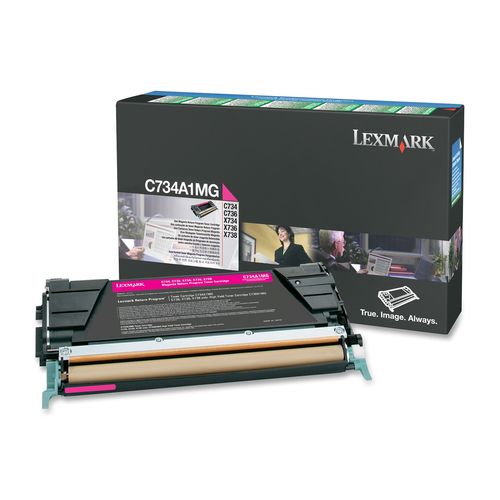Lexmark C734A1MG C734 C736 X734 X736 X738 Toner Cartridge (Magenta) in Retail Packaging