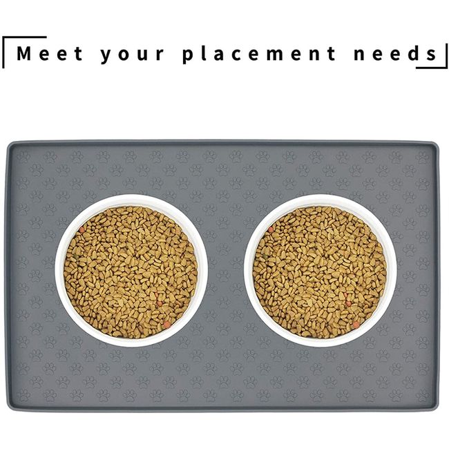 Dog Cat Pet Food Mat Dog Feeding Mat for Food and Water Silicone Dog Dish  Mats for Floors Waterproof Slip Dog Bowl Mat--Grey - AliExpress