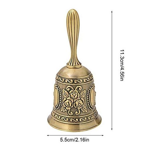 Hand Bell, Rose Pattern, Retro Rose Dinner Bell, Tabletop Bell, Bronze for Restaurants, Cafes, Receptions, Hand Shaving Chimes (Kinkomi)