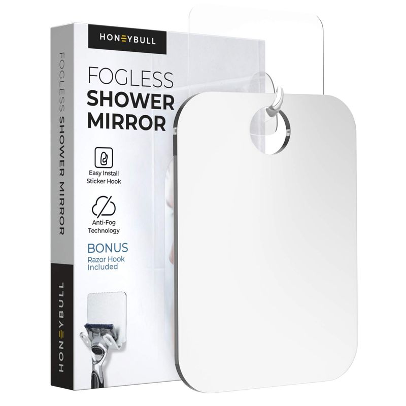 HONEYBULL Shower Mirror Fogless for Shaving - (Small 4x6in) Flat Anti ...