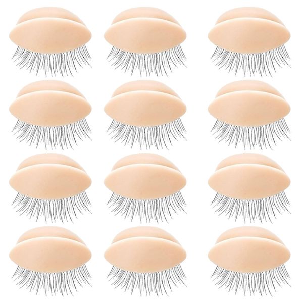 rflaueo 6Pairs Replaced Eyelids Silicone Double Eyelashes Replacement for Mannequin Head for Mannequin Head Removable Realistic Eyelids with Eyelashes Mannequin Head Eyelids(U167-2)