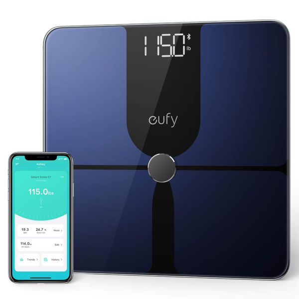 Eufy by Anker, Smart Scale P1 with Bluetooth, Body Fat Scale, P1, Black/White