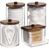4 Pack Qtip Holder Bathroom Container, 10/7Oz Cotton Ball/Swabs Dispenser, Apoth