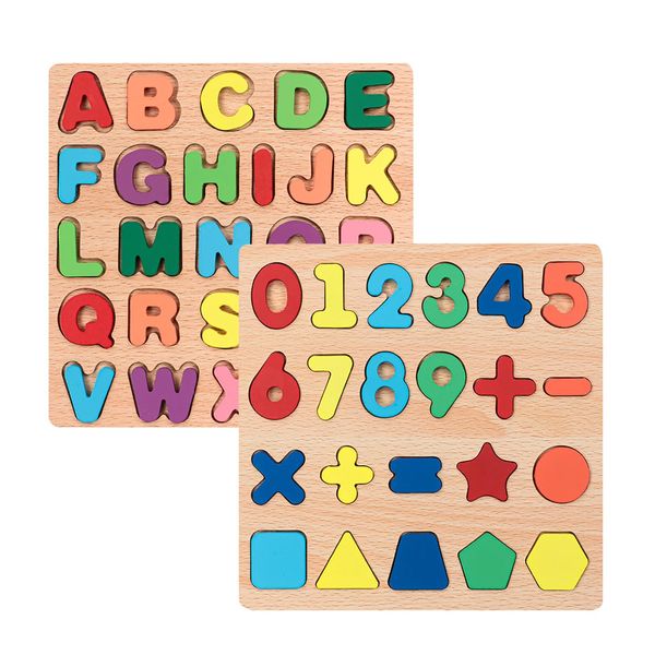 Wooden Puzzles for Toddlers, 2pack Alphabet Shape Puzzles for Kids Wooden Montessori Toddler Puzzles Wooden Alphabet Number Shape Puzzles for Kids 3 Years Old Boys & Girls