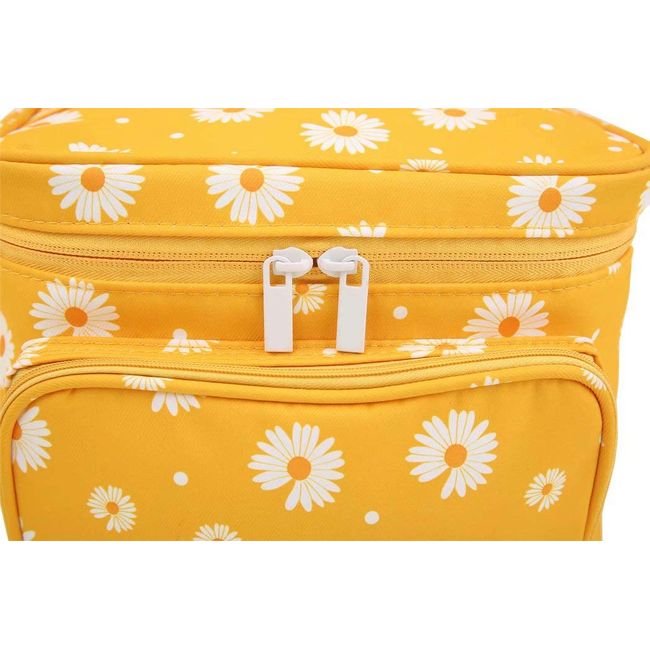 HOYOFO Makeup Bags for Women Large Cosmetic Bags with Brush Holders Travel  Make up Bag, Orange Daisy