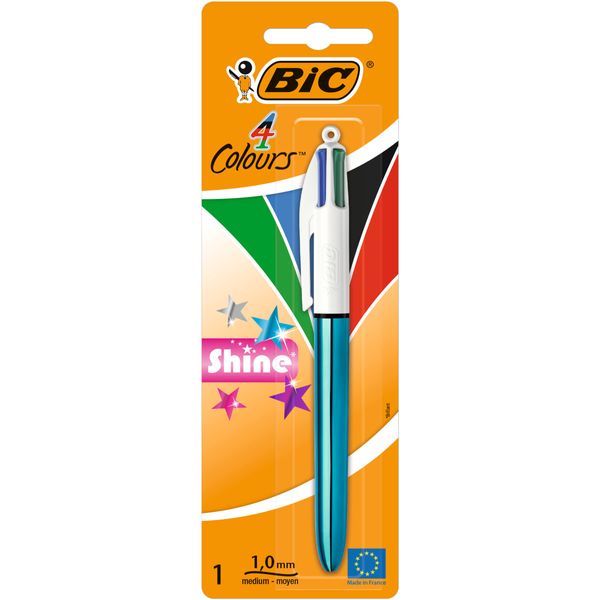 Bic 4 Colours Shine Pen Blister Pack White, x1