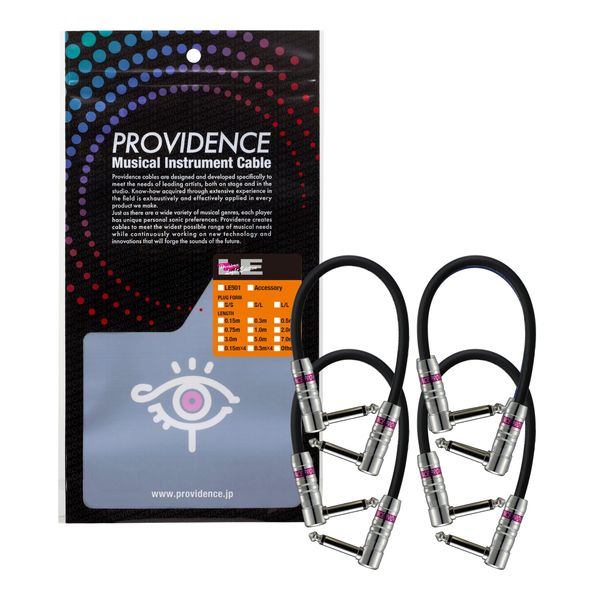 Providence LE501 5cm L/L Plug Patch Cable, Black, Set of 4