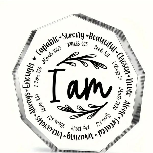 4"x4" Acrylic  "I Am" Affirmation Self Love Tabletop Inspirational Plaque Gift