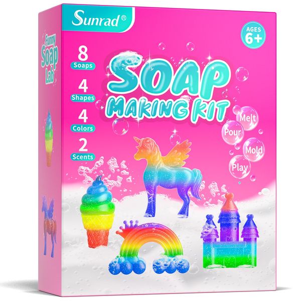 Sunrad Unicorn Soap Making Kit for Kids Age 6-12+, Arts and Crafts Kits for Kids Girls Birthday Christmas Gifts, DIY Craft Science Toys STEM Creative Activity Make Your Own Soap Kit for Girls & Boys