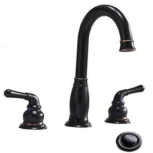 Oil Rubbed Bronze 8 inch Widespread 2-Handle 3 Hole Bathroom Sink WF17-8-ORB