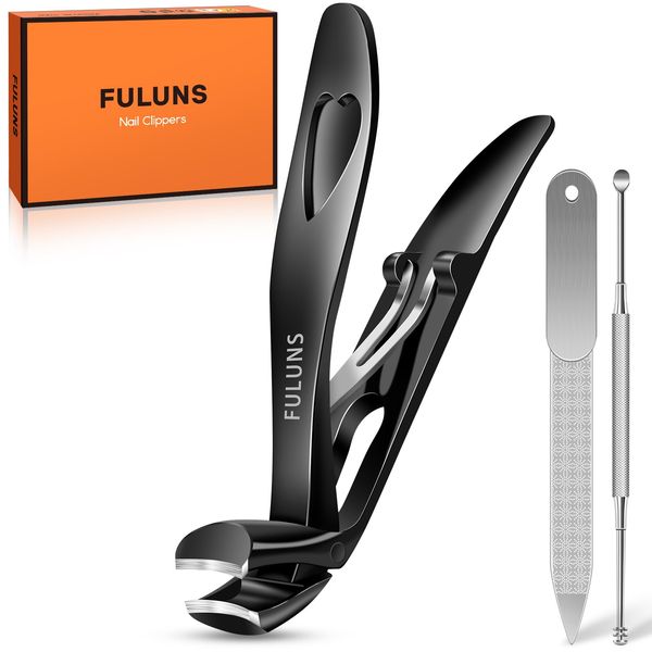 Angled Head Nail Clippers for Seniors Thick Nails, Toenail Clippers for Thick Nails with Wide Opening Heavy Duty Toe Nail Clippers with Catcher No Splash Fingernail Clipper Nail Cutter Trimmer