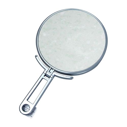 Mary CH-9740 Folding Mirror with Magnifying Glass, Approximately 5x on One Side, Silver