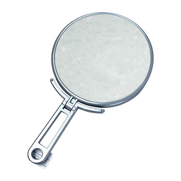 Mary CH-9740 Folding Mirror with Magnifying Glass, Approximately 5x on One Side, Silver