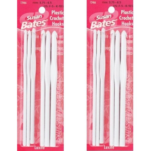 Susan Bates Luxite Plastic Crochet Hook Set 2 PACK