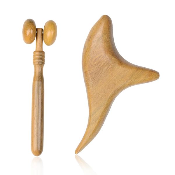 MWUMRCM 2 Pezzi Massaggiatore, Strumento Gua Sha In Legno, Raschietto Manuale Per Massaggio Anticellulite E Allevia L'Affaticamento Muscolare, Pagaia Gua Sha Per Il Corpo