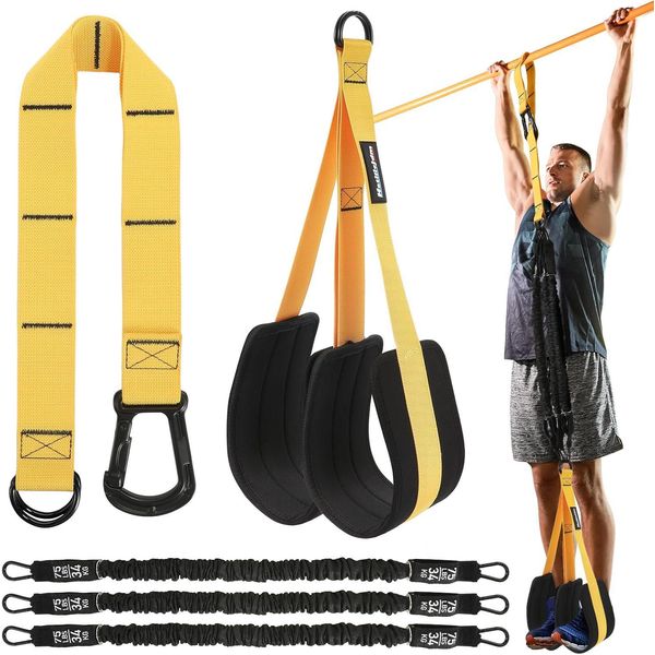 Adjustable Pull Up Assistance Bands With Fabric Feet Mats For Strength Training,