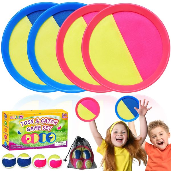 pigipigi Toss and Catch Ball Games: Outdoor Beach Toys for Kids Age 3-12 Years Old Boys Girls Birthday Gifts Outside Activity Yard Paddle Game Toddler Backyard Game Set Family Sport Toy