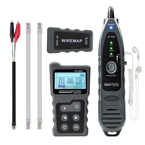 KOLSOL Network Cable Tester, Ethernet Wire Tracer with NCV & Lamp for CAT5 CAT6, PoE Tester Detect Voltage Measure Fault Distance by TDR NF-8209