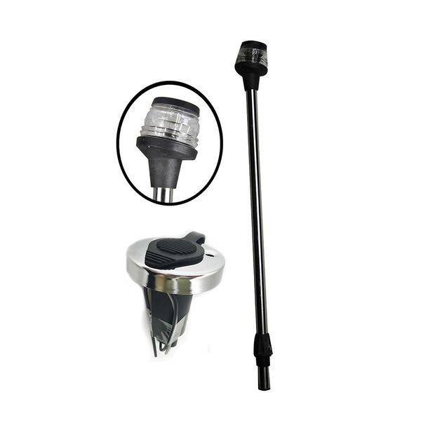 Pactrade Marine S.S 24" All-Round Navigation Light w/ 2-Prong Pole Base Socket