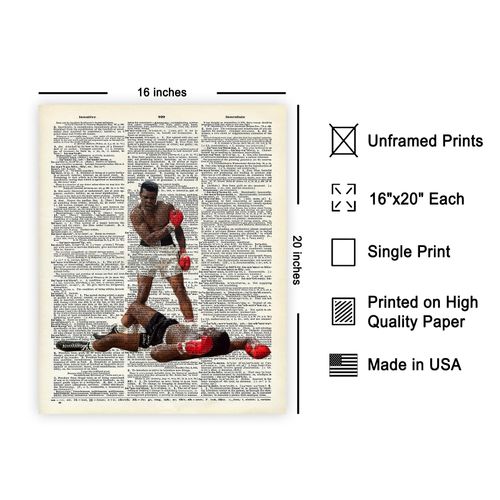 Poster Master Dictionary Art Poster - Muhammad Ali Print - Boxing Art - Sports Art - Gift for Men, Women & Boxing Fans - Great Decor for Bedroom, Dorm, Gym or Living Room - 16x20 UNFRAMED Wall Art