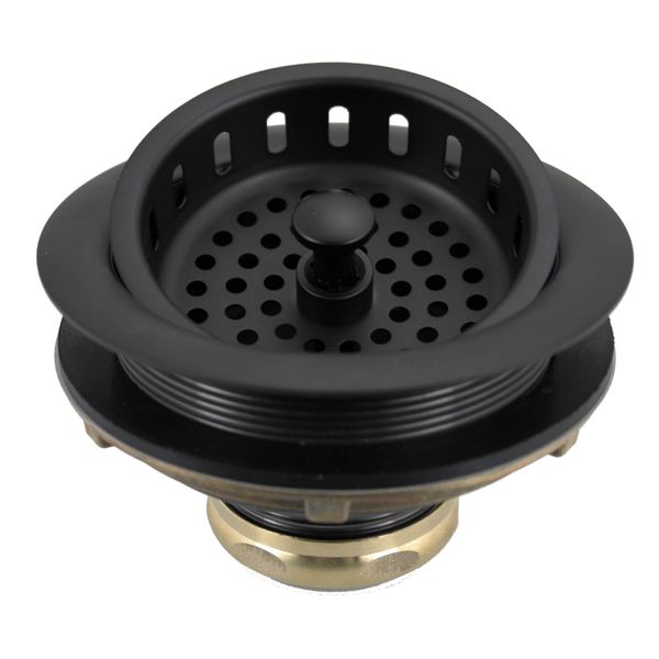 Westbrass D214-62 3-1/2" Post Style Large Kitchen Sink Basket Strainer, Matte Black