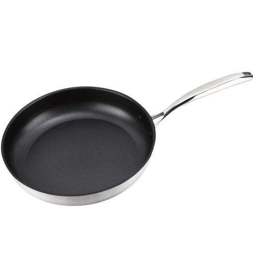 MAGEFESA Balance 9.4-Inch Stainless Steel Frying Pan with Xylan Plus Non-Stick Coating – Energy-Saving Full Induction Base, Triple-Layer Diffuser Bottom, Oven Safe, Anti-Splash Design, Skillet