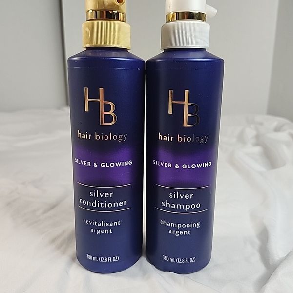 Hair Biology Silver Glowing Shampoo & Conditioner Grey Hair 12.8 Oz each