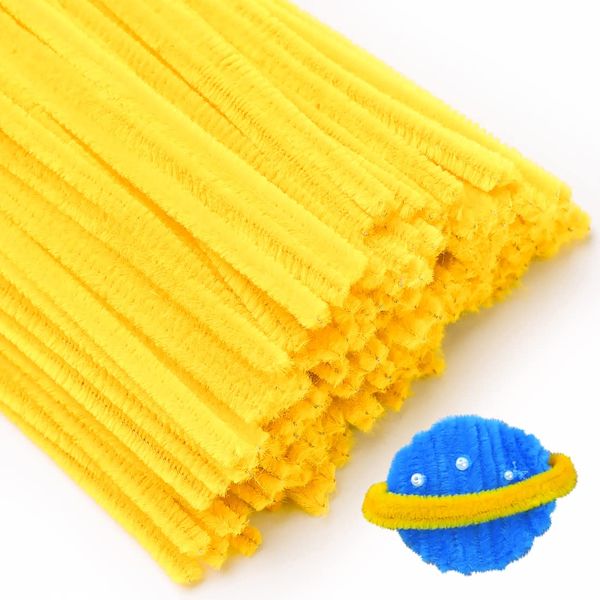 Eppingwin 200pcs Pipe Cleaners, Yellow Pipe Cleaners Craft Supplies,Chenille Stems for DIY Arts Crafts Project(Yellow)