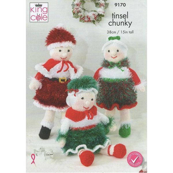 King Cole Tinsel & DK Knitting Pattern - 9170 Mrs Santa Claus